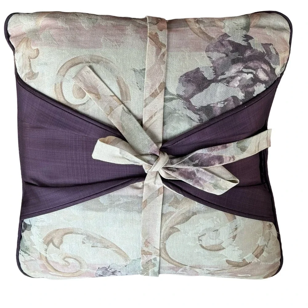 Vtg Croscill Throw Decor‎ Pillow Set Chambord Cassis Purple Floral Fringe